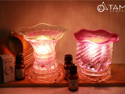 COMBO: 01 đèn xông tinh dầu điện thủy tinh + 01 tinh dầu 10ml [Tặng bóng đèn] DXTDD-COMBO-01